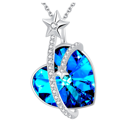 Áo Crystal Heart Pendant Necklace Sterling bạc trang phục đồ trang sức cho phụ nữ Hypoallergenic