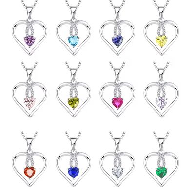 YASVITTI Trái tim lấp lánh 5A vòng cổ Zirconia Rhodium Plated 925 Sterling Silver Necklace Perfumes