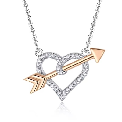 YASVITTI OEM ODM Chất lượng cao 925 Sterling bạc Cupid vòng cổ Rose vàng bọc trái tim mũi tên vòng cổ cho người yêu quà tặng