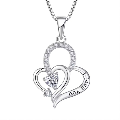 YASVITTI I Love You Heart Pendant Necklace Multi Colored Heart Cubic Zirconia Luxury Silver 925 Heart Necklace trang sức