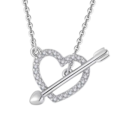YASVITTI 925 Sterling Silver nữ vòng cổ 'Một mũi tên xuyên qua trái tim' Zircon Stone Valentine's Day Party Gift
