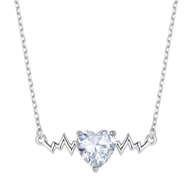 YASVITTI 925 Sterling Silver Heartbeat Necklace Heart Shape 8A Cubic Zircon Đồ trang sức đẹp dành cho phụ nữ