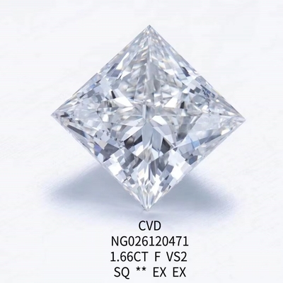 Giấy chứng nhận IGI NGIC Phòng thí nghiệm trưởng thành Kim cương công chúa cắt vuông 1.66ct F VS2 Loose Hpht Cvd Kim cương Moissanite
