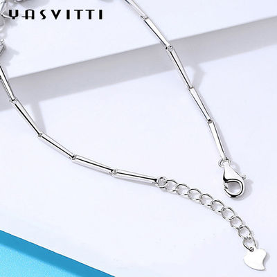 7.7in 0.15oz Vòng tay trang sức bạc Sterling SGS Vòng tay cỏ bốn lá hợp thời trang