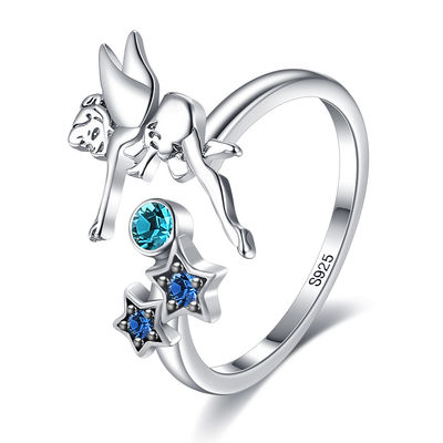 0.08oz 21.1mm Sterling Silver Angel Ring Nicke Free Open Silver Ring SGS