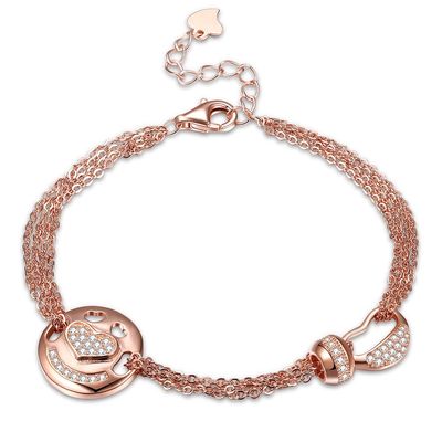 Vòng tay trang sức bạc Sterling vàng hồng