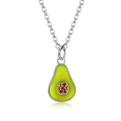 1.1x0.8cm 5A 17.7 '' Mặt dây chuyền hình quả lê Dây chuyền trang sức bạc Sterling 2.9g