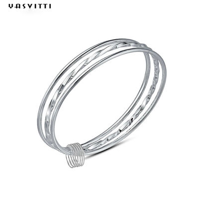 Vòng đeo tay pha lê bạc tròn 5,8cm 23g Vòng đeo tay pha lê Rhodium Boho SGS