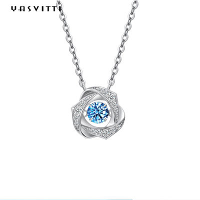 2g Vị hôn thê 18k Sterling Silver Mặt dây chuyền Vòng cổ Vòng cổ Zirconia khối 1.64ft