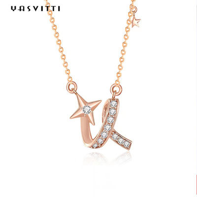 2g 17,7 inch Dây chuyền trang sức bạc Sterling 18k Lễ vòng cổ sao vàng xoắn