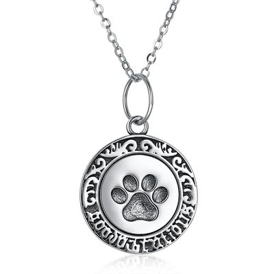 16in 0.9g Paw Print Vòng cổ Vòng cổ bạc 3A CZ 925 đáng yêu