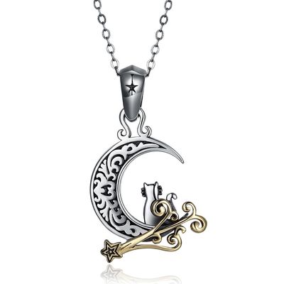 5.1 Gram 19mm Vòng cổ mèo mặt trăng SGS Party Ladies Dây chuyền bạc Sterling