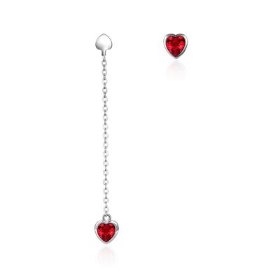 0,58m 3,3g Sterling Silver Heart Earrings Zircon Long Drop Chain Earrings ODM