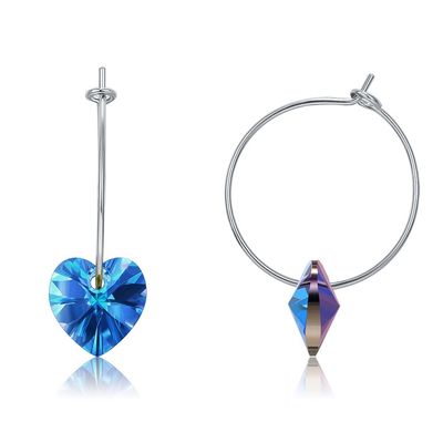 925 Sterling Silver Hoop Earrings 20 × 10mm with Austrian crystal Crystal