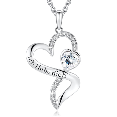 Vòng cổ vô cực trái tim đôi cho cô gái 925 Sterling Silver White Pha lê Austrian crystal