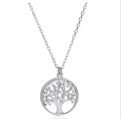 OEM Sterling Silver Tree Of Life Necklace Pendant với AAAA Cubic Zirconia