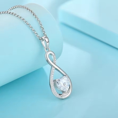 YASVITTI đá quý vô hạn vòng cổ dây chuyền cubic Zirconia đá sinh trái tim 925 Sterling bạc vòng cổ