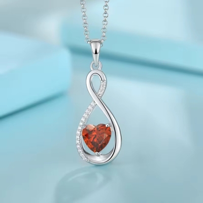 YASVITTI đá quý vô hạn vòng cổ dây chuyền cubic Zirconia đá sinh trái tim 925 Sterling bạc vòng cổ