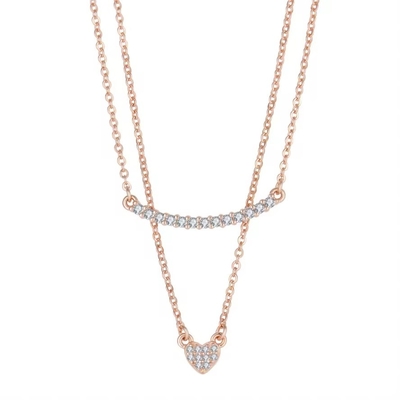 YASVITTI hai lớp vòng cổ đồ trang sức cổ điển Vàng hồng bọc 925 bạc Sterling vòng cổ dây chuyền trái tim