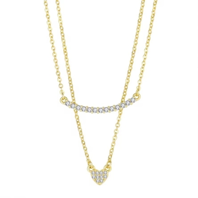 YASVITTI hai lớp vòng cổ đồ trang sức cổ điển Vàng hồng bọc 925 bạc Sterling vòng cổ dây chuyền trái tim