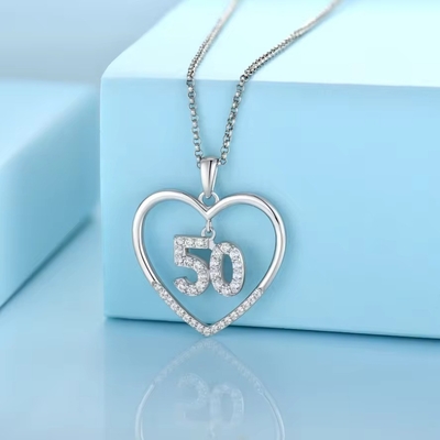 YASVITTI Custom Fashion 925 Sterling Silver Heart Necklace Số 50 và 30 Đeo cổ