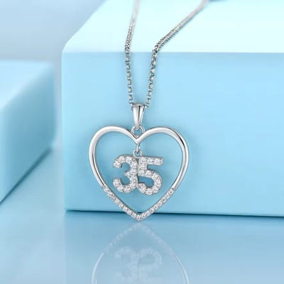 YASVITTI Custom Fashion 925 Sterling Silver Heart Necklace Số 50 và 30 Đeo cổ