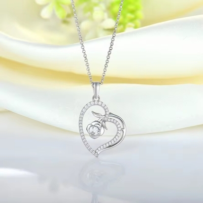 YASVITTI Custom phụ nữ dây chuyền cổ dây chuyền trang sức tốt Rhodium bọc hoa hồng 925 Sterling bạc trái tim vòng cổ