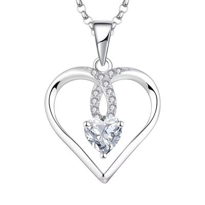 YASVITTI Trái tim lấp lánh 5A vòng cổ Zirconia Rhodium Plated 925 Sterling Silver Necklace Perfumes
