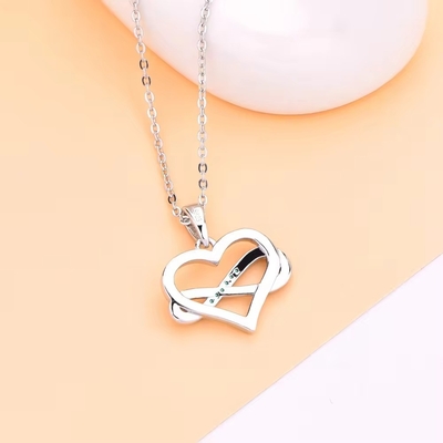 YASVITTI ODM OEM 925 Sterling Silver Sắt trái tim lấp lánh 5A Zirconia Rhodium Plated Hollow Necklace Pendant Jewelry