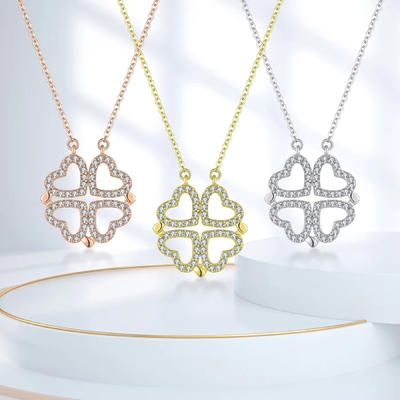 YASVITTI Custom lãng mạn từ tính hoa trèo vòng cổ OEM Charm 925 Sterling bạc tinh tế trái tim bốn lá hoa trèo vòng cổ