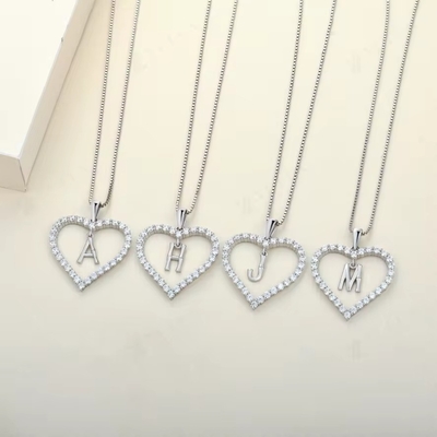YASVITTI Đá đeo cổ 925 Sterling bạc hình trái tim với chữ A-Z Charms