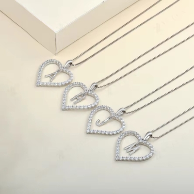 YASVITTI Đá đeo cổ 925 Sterling bạc hình trái tim với chữ A-Z Charms