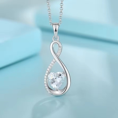 YASVITTI đá quý vô hạn vòng cổ dây chuyền cubic Zirconia đá sinh trái tim 925 Sterling bạc vòng cổ