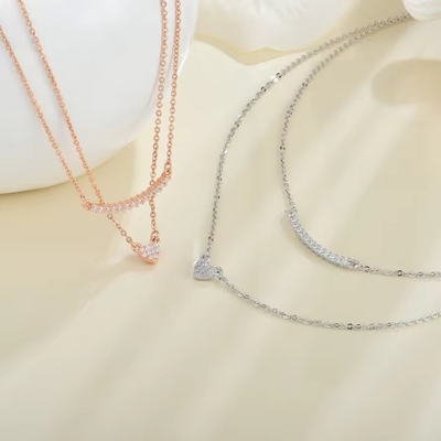 YASVITTI chất lượng cao vòng cổ hai lớp đồ trang sức cổ điển Vàng hồng ốp 925 bạc bạc vòng cổ dây chuyền