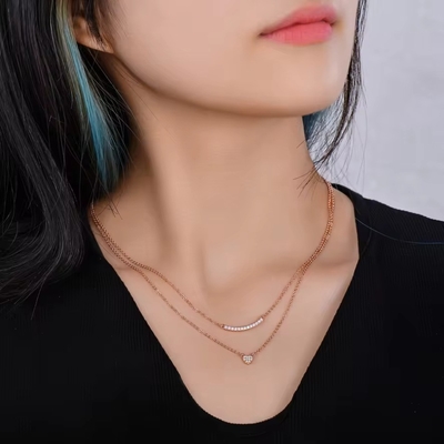 YASVITTI chất lượng cao vòng cổ hai lớp đồ trang sức cổ điển Vàng hồng ốp 925 bạc bạc vòng cổ dây chuyền