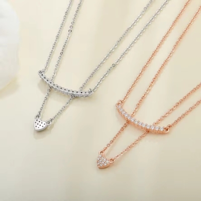 YASVITTI chất lượng cao vòng cổ hai lớp đồ trang sức cổ điển Vàng hồng ốp 925 bạc bạc vòng cổ dây chuyền