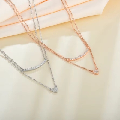 YASVITTI chất lượng cao vòng cổ hai lớp đồ trang sức cổ điển Vàng hồng ốp 925 bạc bạc vòng cổ dây chuyền