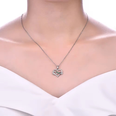YASVITTI ODM OEM 925 Sterling Silver Sắt trái tim lấp lánh 5A Zirconia Rhodium Plated Hollow Necklace Pendant Jewelry