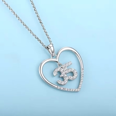 YASVITTI Custom Fashion 925 Sterling Silver Heart Necklace Số 50 và 30 Đeo cổ