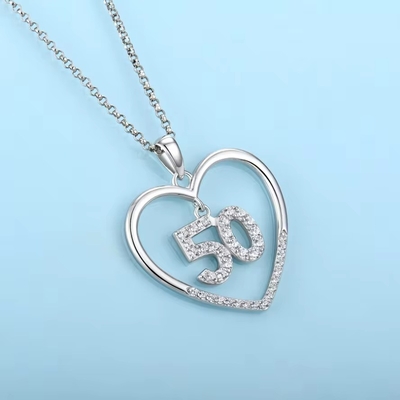 YASVITTI Custom Fashion 925 Sterling Silver Heart Necklace Số 50 và 30 Đeo cổ
