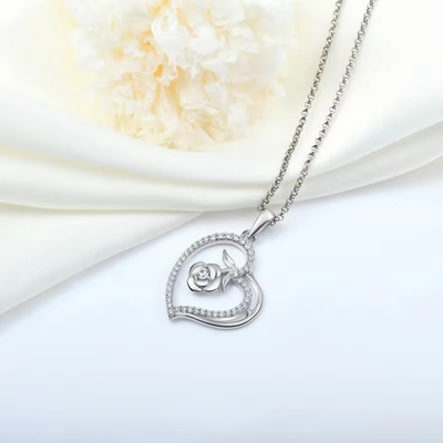 YASVITTI bán buôn tùy chỉnh phụ nữ dây chuyền vòng cổ trang đẹp kim loại Rhodium Plated Rose 925 Sterling bạc vòng cổ trái tim