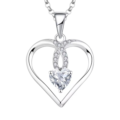 YASVITTI Chất lượng cao tinh hoa trái tim 5A vòng cổ Zirconia Rhodium Plated 925 Sterling bạc vòng cổ đồ trang