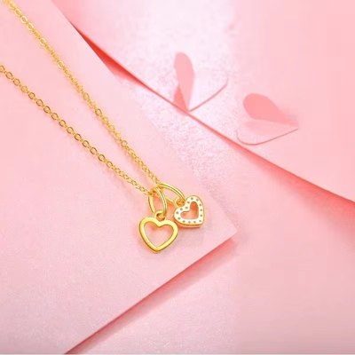 YASVITTI bán buôn 925 Sterling bạc hai trái tim vòng cổ quyến rũ tùy chỉnh vàng bọc trái tim vòng cổ đồ trang