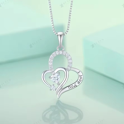 YASVITTI I Love You Heart Pendant Necklace Multi Colored Heart Cubic Zirconia Luxury Silver 925 Heart Necklace trang sức
