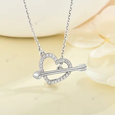 YASVITTI 925 Sterling Silver nữ vòng cổ 'Một mũi tên xuyên qua trái tim' Zircon Stone Valentine's Day Party Gift