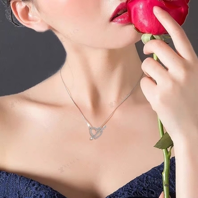 YASVITTI 925 Sterling Silver nữ vòng cổ 'Một mũi tên xuyên qua trái tim' Zircon Stone Valentine's Day Party Gift