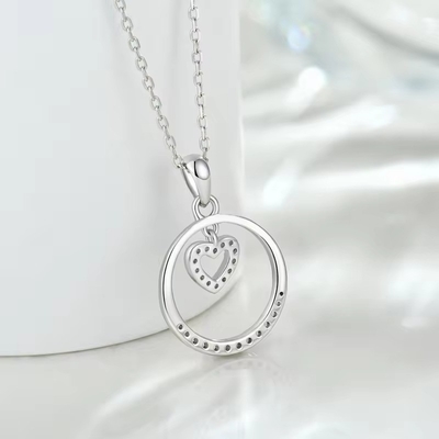 YASVITTI Ngày Valentine quà 925 Sterling bạc vòng cổ tròn CZ bạch kim bọc trái tim dây chuyền thời trang đồ trang sức vòng cổ