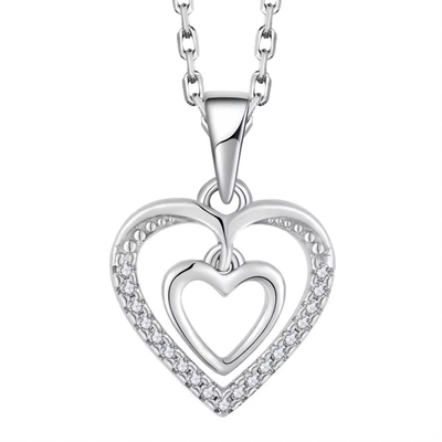 YASVITTI 925 Sterling Silver Double Hollow CZ Stone Kim cương trang sức tùy chỉnh Mini lớn hình trái tim vòng cổ