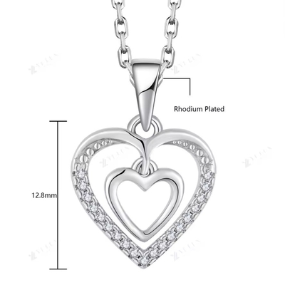 YASVITTI 925 Sterling Silver Double Hollow CZ Stone Kim cương trang sức tùy chỉnh Mini lớn hình trái tim vòng cổ