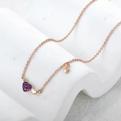 YASVITTI Ngày Valentine đồ trang sức quà tặng 925 Sterling bạc vòng cổ đá quý kim cương hoa hồng vàng bọc vòng cổ trái tim